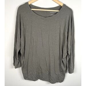 Tahari Womens Tunic Top Sz Large Gray Base Capsule Long Sleeve Top Soft Stretch